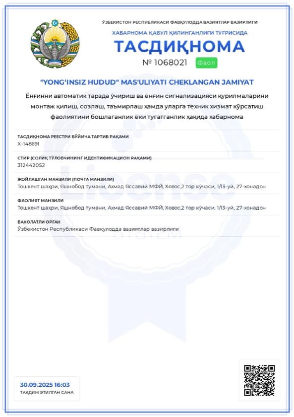 Лицензия МЧС на пожарную сигнализацию